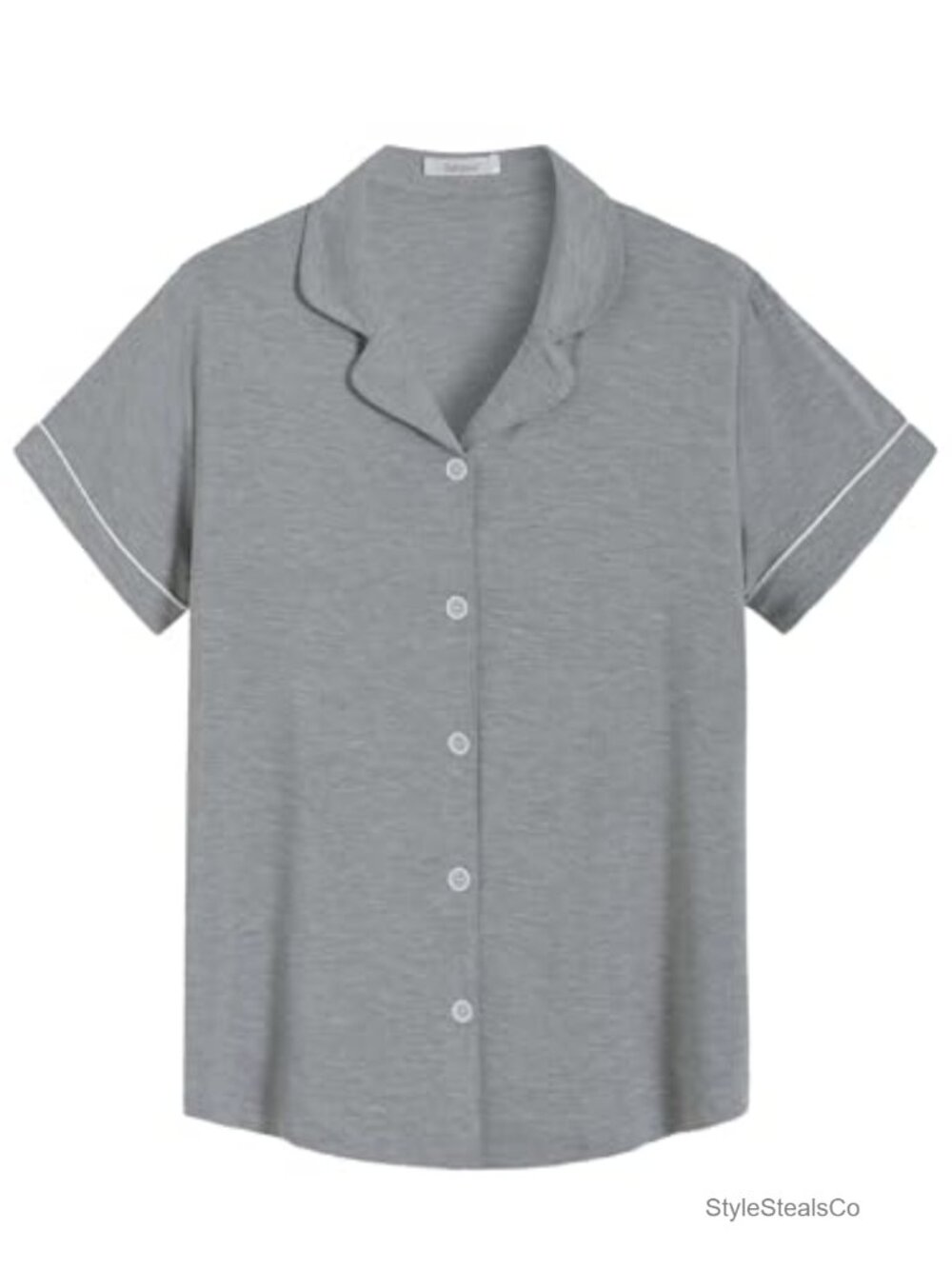 Bamboo Viscose Short Sleeve Pajama Top Button Down Sleep Shirt
